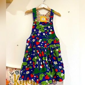 Mini Boden corduroy strawberry overall dress